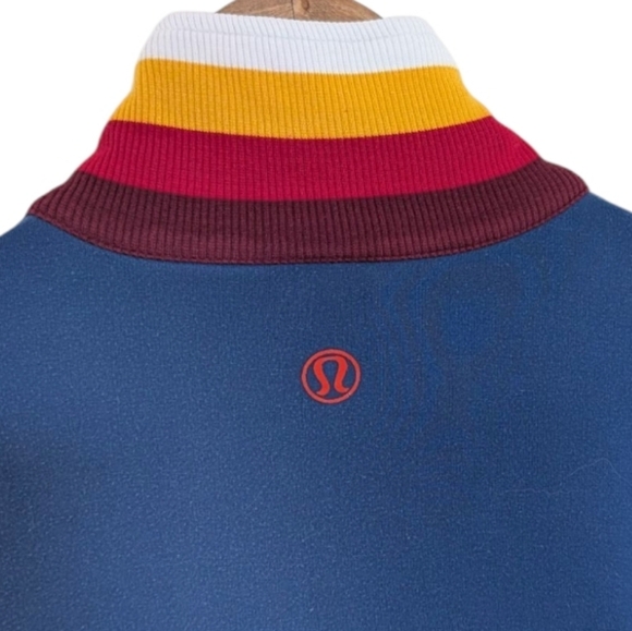 Lululemon Jacket Vintage Rare Track Blue Striped Collar Full Zip Women's size 10 - Picture 8 of 15